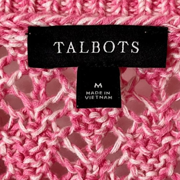 Talbots Pointelle Crewneck Sweater - Aurora Pink/White - M - Picture 10 of 10